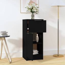 Berkfield Home Sideboard Black 30x30x70 cm Engineered Wood - Size: 30 x 30 x 70 cm - thumbnail 3