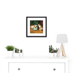 Artery8 Brunel-neuville Whats That Then Cats Painting 8X8 Inch Square Wooden Framed Wall Art Print Picture with Mount in Black - thumbnail 2