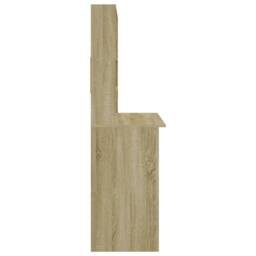 Berkfield Home Desk with Shelves Sonoma Oak 102x45x148 cm Engineered Wood in Light Brown - Size: 102 x 45 x 148 cm - thumbnail 6