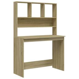Berkfield Home Desk with Shelves Sonoma Oak 102x45x148 cm Engineered Wood in Light Brown - Size: 102 x 45 x 148 cm - thumbnail 1