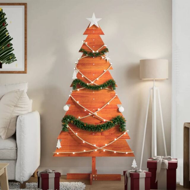 Berkfield Home Wooden Christmas Tree for Decoration Wax Brown 150 cm Solid Wood Pine - image 1