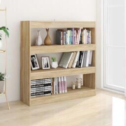 Berkfield Home Book Cabinet/Room Divider Sonoma Oak 100x30x103 cm in Brown - Size: 100 x 30 x 103 cm - thumbnail 5