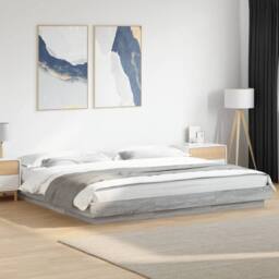 Berkfield Home Modern Bed Frame without Mattress Grey Sonoma 180x200 cm Super King - thumbnail 2