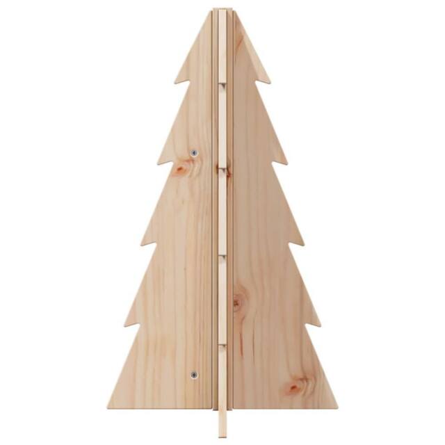 Berkfield Home Festive Wooden Christmas Tree for Decoration 69.5 cm Solid Wood Pine in Light Brown - image 1