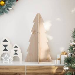 Berkfield Home Festive Wooden Christmas Tree for Decoration 69.5 cm Solid Wood Pine in Light Brown - thumbnail 2