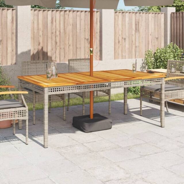 Berkfield Home Garden Table Grey 180x90x75 cm Poly Rattan Acacia Wood - Size: 180 x 90 x 75 cm - image 1