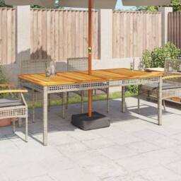 Berkfield Home Garden Table Grey 180x90x75 cm Poly Rattan Acacia Wood - Size: 180 x 90 x 75 cm - thumbnail 1