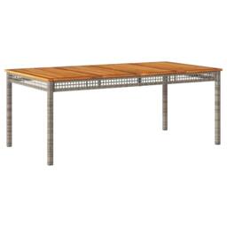 Berkfield Home Garden Table Grey 180x90x75 cm Poly Rattan Acacia Wood - Size: 180 x 90 x 75 cm - thumbnail 3