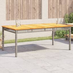 Berkfield Home Garden Table Grey 180x90x75 cm Poly Rattan Acacia Wood - Size: 180 x 90 x 75 cm - thumbnail 2