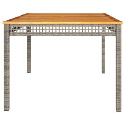 Berkfield Home Garden Table Grey 180x90x75 cm Poly Rattan Acacia Wood - Size: 180 x 90 x 75 cm - thumbnail 5