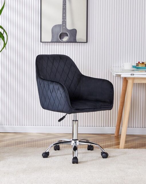 KOSY KOALA Office Chair black velvet swivel with arms & wheels leisure home desk computer - image 1
