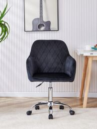 KOSY KOALA Office Chair black velvet swivel with arms & wheels leisure home desk computer - thumbnail 4