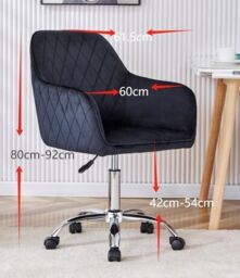 KOSY KOALA Office Chair black velvet swivel with arms & wheels leisure home desk computer - thumbnail 5