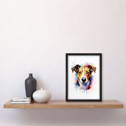 "Artery8 Wall Art Print Jack Russell Lovers Gift Watercolour Pet Portrait Painting Artwork Art Framed - Size: W12"" x H16""" - thumbnail 4