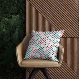 Warren Reed - Designer Overlapping Coloured Diagonal Lines Outdoor Cushion in Green - Size: 45 cm x 45 cm - thumbnail 2