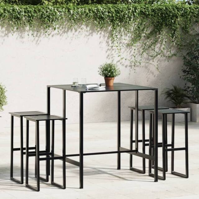 Berkfield Home 5 Piece Garden Bar Set Black Powder-coated Steel