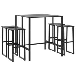Berkfield Home 5 Piece Garden Bar Set Black Powder-coated Steel - thumbnail 2