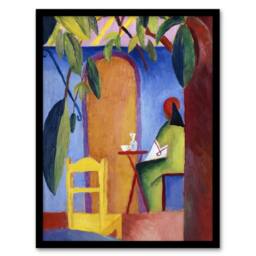 Artery8 Turkish Cafe Modern Colourful August Macke Framed Wall Art Print - Size: A4 - thumbnail 1