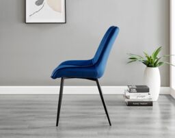 FurnitureboxUK Adley Brown Wood Storage Dining Table & 4 Pesaro Black Leg Chairs in Navy - thumbnail 5