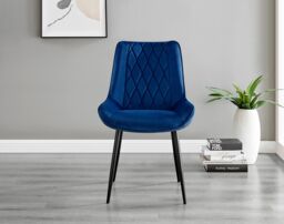 FurnitureboxUK Adley Brown Wood Storage Dining Table & 4 Pesaro Black Leg Chairs in Navy - thumbnail 8