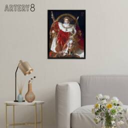 "Artery8 J A D Ingres Napoleon I on His Imperial Throne Framed Canvas Art Print in Red - Size: W12"" x H16""" - thumbnail 3