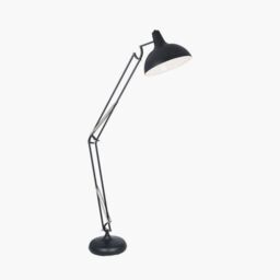 Ruma Adjustable Large Task Floor Lamp Tall Metal Grey Movable Floor Light in Black - thumbnail 3