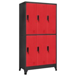 Berkfield Home Locker Cabinet Anthracite & Red 90x45x180 cm Steel in Black - Size: 90 x 45 x 180 cm