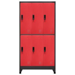 Berkfield Home Locker Cabinet Anthracite & Red 90x45x180 cm Steel in Black - Size: 90 x 45 x 180 cm - thumbnail 2