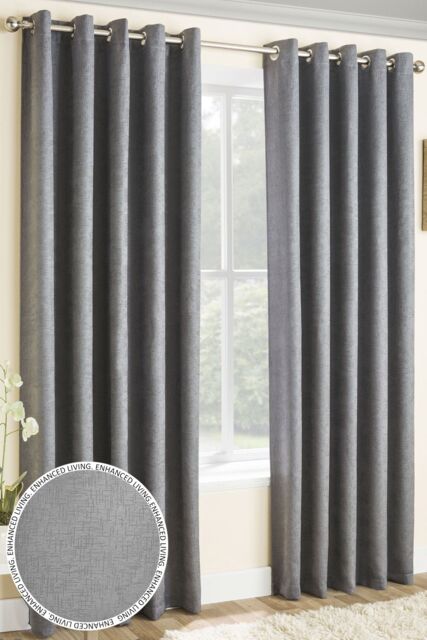 Enhanced Living 'Vogue' Grey Eyelet Thermal Noise Reducing Dim Out Curtains Pair - Size: 117 cm width x 183 cm drop - image 1