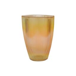 Lemon Pavilion Furniture and Decor Ribbed Tall Vase - Glass - L18 x W18 x H24.5 cm - Amber - thumbnail 1