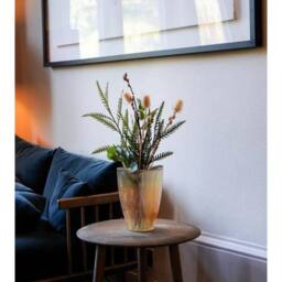 Lemon Pavilion Furniture and Decor Ribbed Tall Vase - Glass - L18 x W18 x H24.5 cm - Amber - thumbnail 2