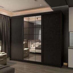 Sliding Wardrobes 4U Modern Double Sliding Wardrobe W250 x H217cm x D62cm in Black - thumbnail 1
