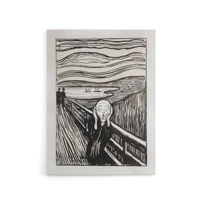 "Artery8 The Scream 1895 Black & White Munch Vintage Canvas Wall Art - Size: W18"" x H24""" - image 1
