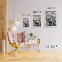 "Artery8 The Scream 1895 Black & White Munch Vintage Canvas Wall Art - Size: W18"" x H24""" - thumbnail 4