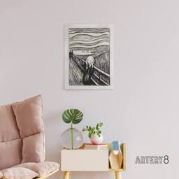 "Artery8 The Scream 1895 Black & White Munch Vintage Canvas Wall Art - Size: W18"" x H24""" - thumbnail 3