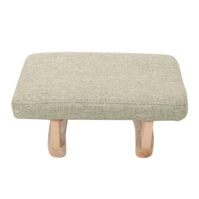 KORVIXA Khaki Linen Low Footstool Small Step Stool Ottoman Footrest - Size: 100 cm x 100 cm - image 1
