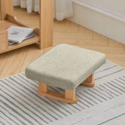 KORVIXA Khaki Linen Low Footstool Small Step Stool Ottoman Footrest - Size: 100 cm x 100 cm - thumbnail 5