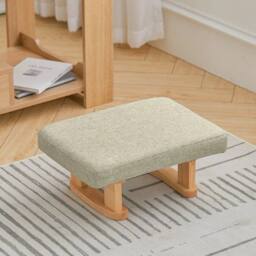 KORVIXA Khaki Linen Low Footstool Small Step Stool Ottoman Footrest - Size: 100 cm x 100 cm - thumbnail 4