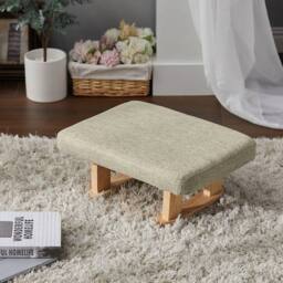 KORVIXA Khaki Linen Low Footstool Small Step Stool Ottoman Footrest - Size: 100 cm x 100 cm - thumbnail 3