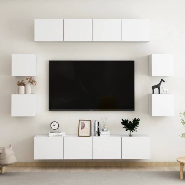 Berkfield Home 8 Piece TV Cabinet Set White Engineered Wood - image 1