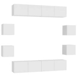 Berkfield Home 8 Piece TV Cabinet Set White Engineered Wood - thumbnail 2