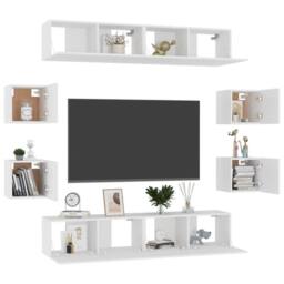 Berkfield Home 8 Piece TV Cabinet Set White Engineered Wood - thumbnail 3