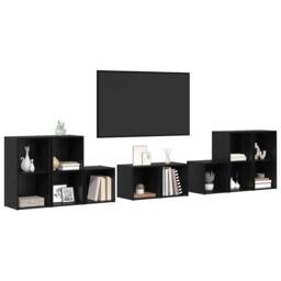 Berkfield Home TV Cabinet Set with Shelf with Storage 8 pcs Black Oak Engineered Wood - thumbnail 1