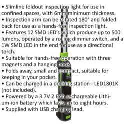 Loops Slimline Folding Inspection Light - 12 SMD + 1W SMD LED - Rechargeable - thumbnail 2