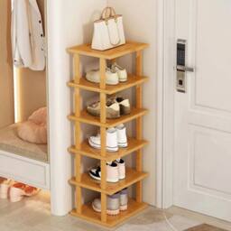 Kelvenix 6-Tier Vertical Bamboo Shoe Rack in Brown - Size: 0.6m2 - thumbnail 1