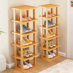 Kelvenix 6-Tier Vertical Bamboo Shoe Rack in Brown - Size: 0.6m2 - thumbnail 4