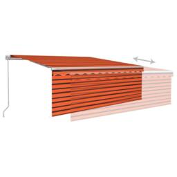 Berkfield Home Manual Retractable Awning with Blind&LED 4x3m Orange&Brown - thumbnail 4