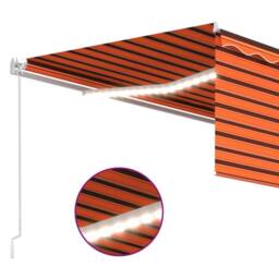 Berkfield Home Manual Retractable Awning with Blind&LED 4x3m Orange&Brown - thumbnail 5