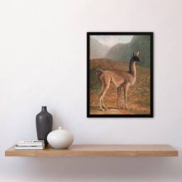 Artery8 Guanaco Llama in Mountain Landscape Agasse Framed Wall Art Print - Size: A4 - thumbnail 4