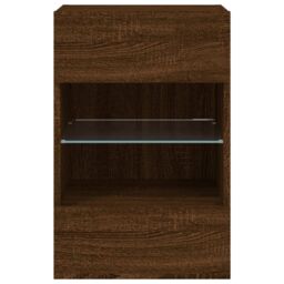 Berkfield Home TV Wall Cabinet with LED Lights Brown Oak 40x30x60.5 cm - thumbnail 9